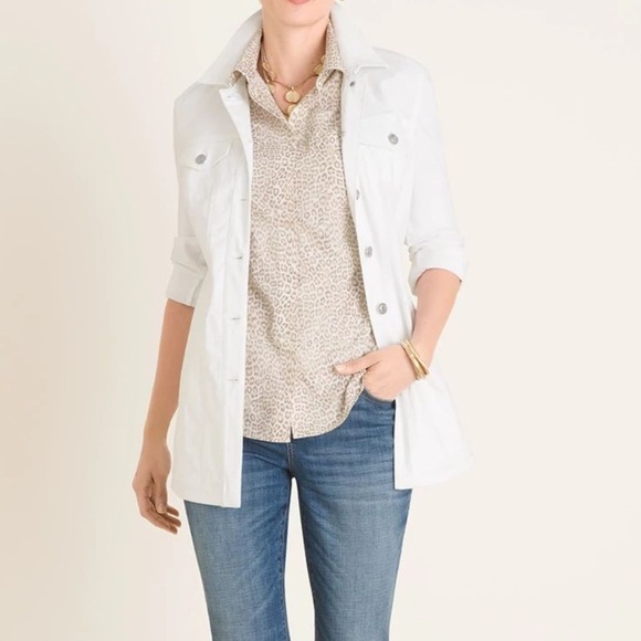 Chico’s Leopard pleat back 3/4 sleeves no-iron buttoned down women’s shirt Sz XL - Picture 11 of 11